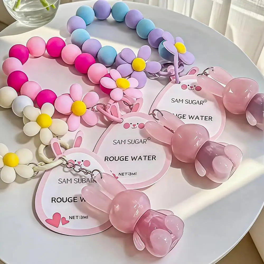 Moisturizing Lip Gloss Cute Rabbit Hand Bracelet Keychain Waterproof Long Lasting Mirror Glaze Non Stick Oasis Select