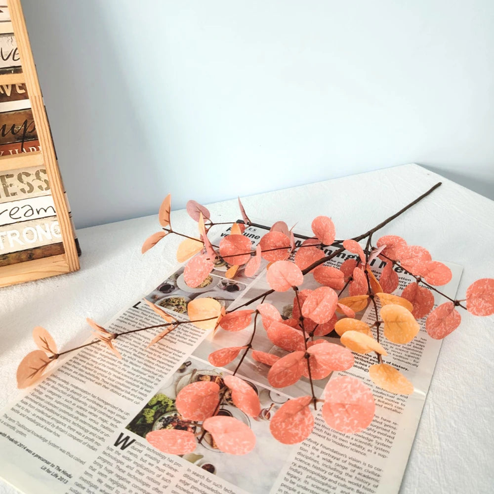 Artificial Plant Autumn Color Eucalyptus Long Branch Home Garden Decor Fake Leaves Wedding Party Decoration Ornaments Oasis Select