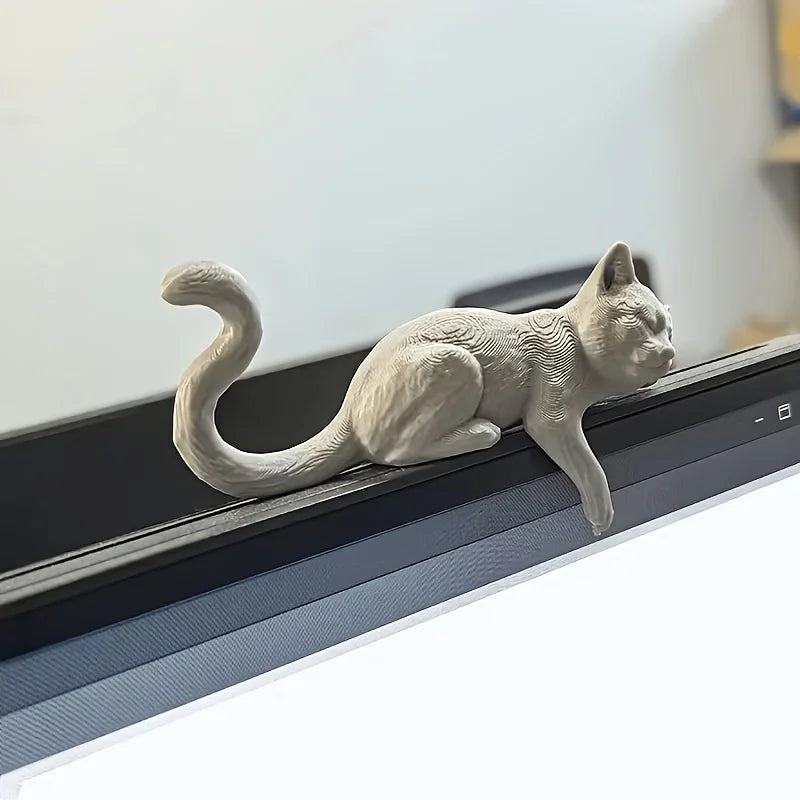 Sleeping Cat Mini Figurine 3D Printed Cute Kitty Ornament Computer Screen DecorDollhouse Miniature Desktop Decor Home Decor Gift Oasis Select