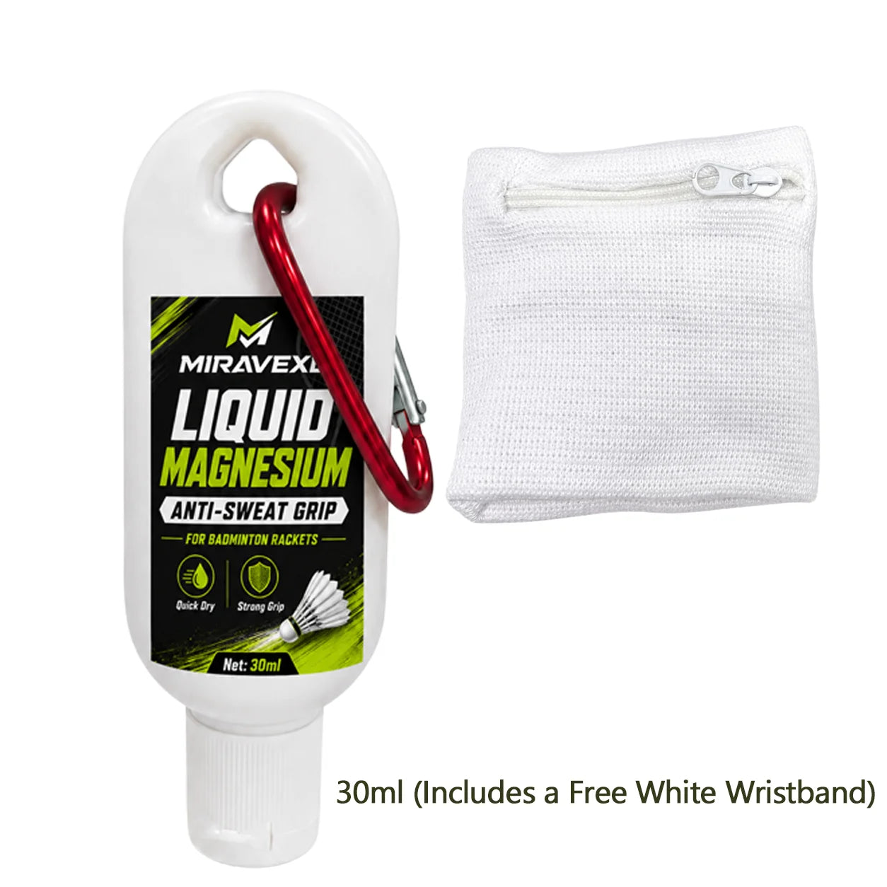 Badminton Racket Anti-Sweat Liquid Grip – Prevent Slipping, Improve Control, Free Sports Wristband, 30-100ML Sports Training Kit Oasis Select 30ML(White)