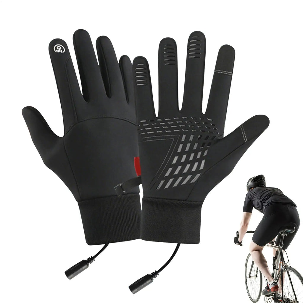 Heated Gloves Motorcycle Gloves USB Charging Windproof Non-Slip Touchscreen Waterproof Thick Drawstring Mitten for Skiing Oasis Select