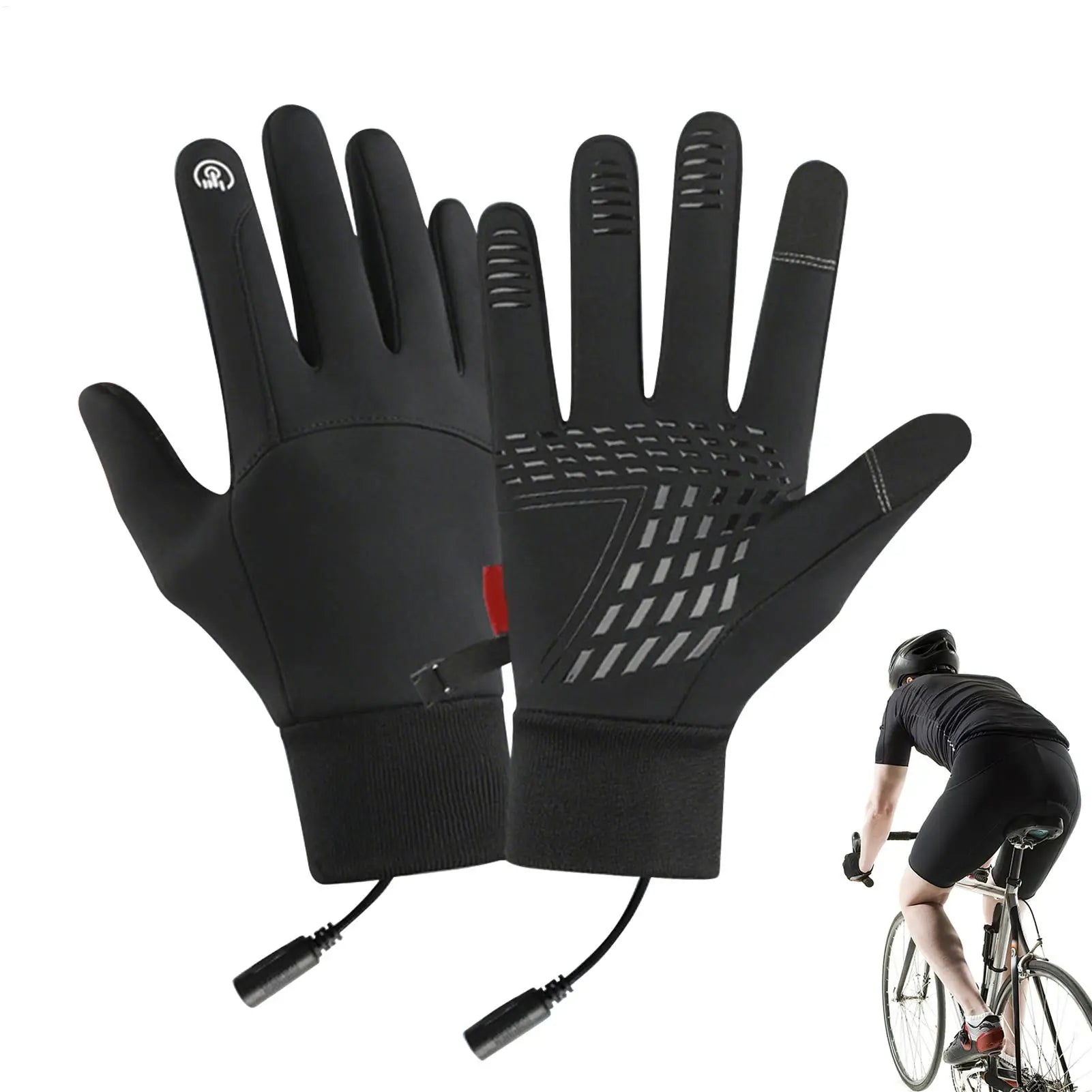 Heated Gloves Motorcycle Gloves USB Charging Windproof Non-Slip Touchscreen Waterproof Thick Drawstring Mitten for Skiing Oasis Select