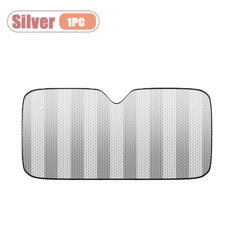 Sun Shade for Car Windshield Front Window Sun Protector Heat Shield UV Block Foldable Auto Sunshade for Summer Oasis Select silver-1PC