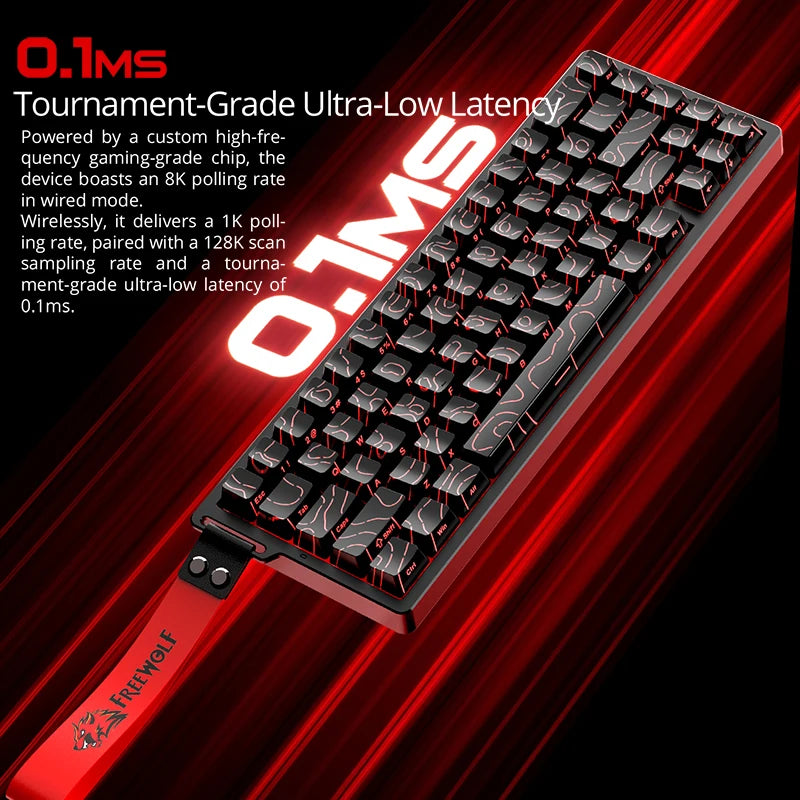 FREEWOLF F68 Magnetic Gaming Wired Keyboard Mechanical 0.01mm Rapid Trigg 8000Hz SOCD/RS 0.1ms 128K Rate for Pro Gaming Oasis Select