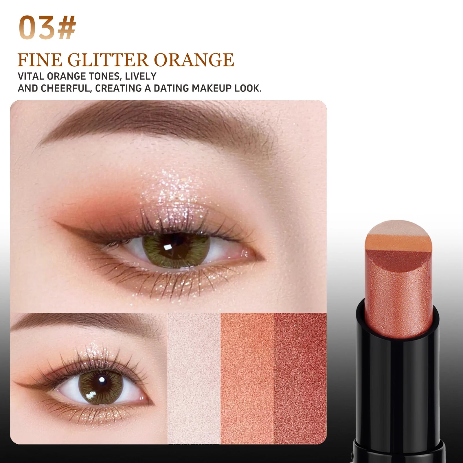 O'CHEAL Three Color Eye Shadow Stick Gradient Delicate Waterproof Long-Lasting Eye Shadow Pen Beauty Shiny Glitter Eye Shadow Oasis Select 03 3.5g