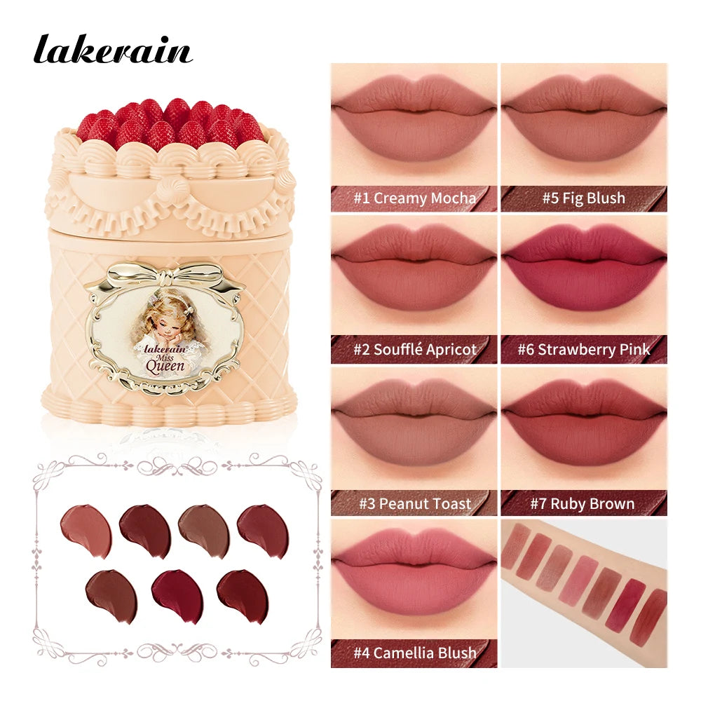 Strawberry Cake Lip Mud Matte Velvet Long Lasting Lip Cream Color Lock & Non-transferable Anti-smudge Lipstick Korean Makeup Oasis Select