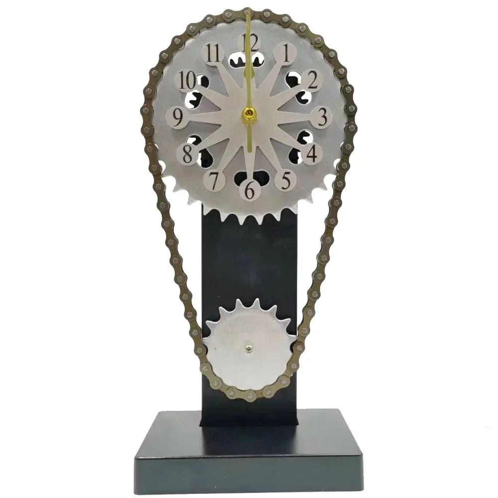 Creative Mechanical Rotation Gear Chain Clock Desktop Decoration Home Fashion Decoration Light Luxury Clock Retro Clock Oasis Select Gray