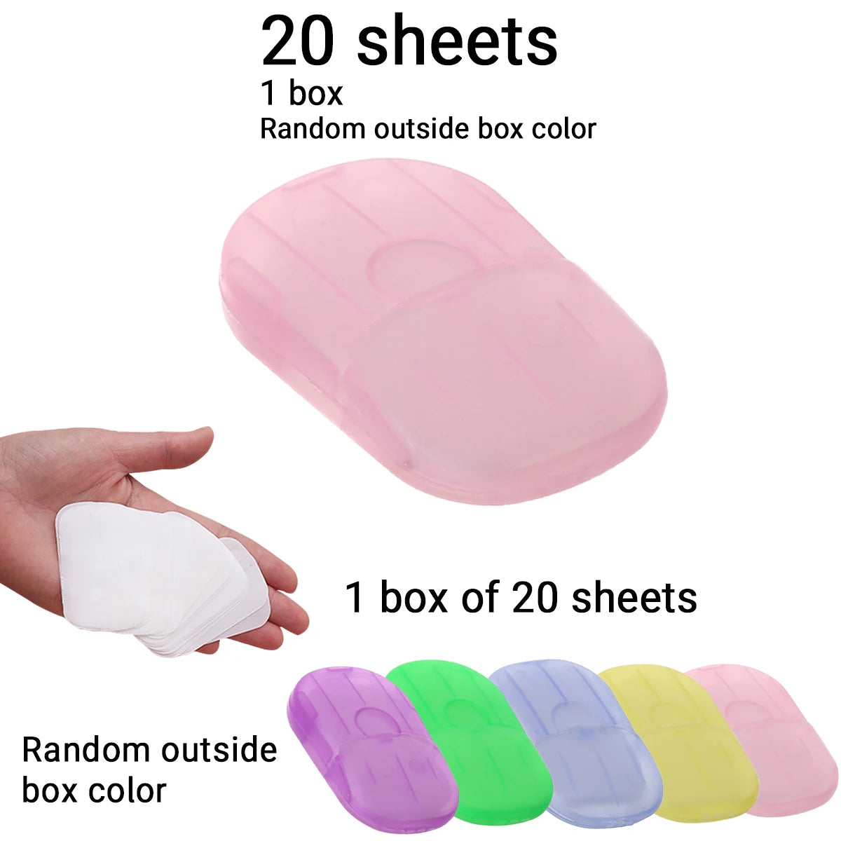 20/60/120sheets portable sanitary soap sheets with storage box, disposable, suitable for school, outdoor activities, travel Oasis Select 1 box-20 sheets