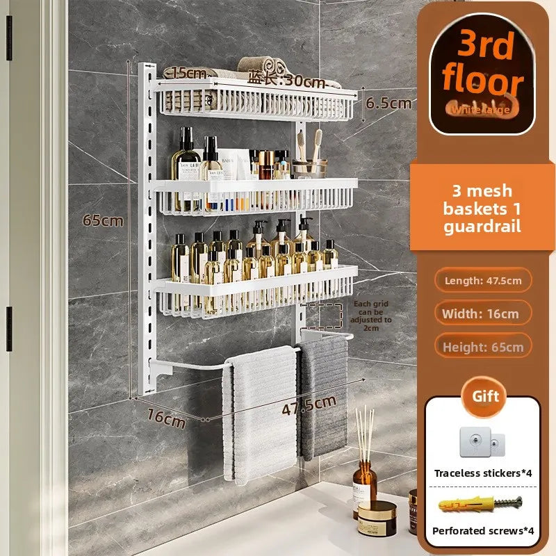 Multi-layer adjustable kitchen cabinet wall condiment seasoning rack No punching wall hanging storage shelf Oasis Select 3-1-White-3-62-45