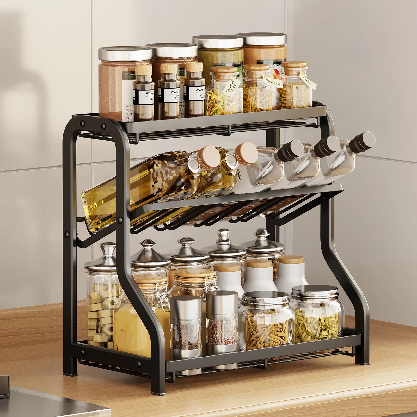 Kitchen rack, seasoning rack, countertop, soy sauce seasoning, seasoning storage, shelf, household goods Oasis Select