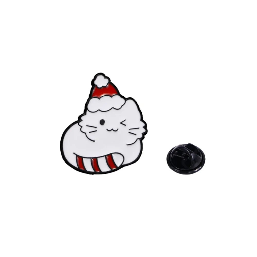 Cute Cartoon Christmas Day Enamel Brooch Creative Santa Claus Snowman Tree Lapel Pin Badge Backpack Clothing Hat Accessories Oasis Select Style 3