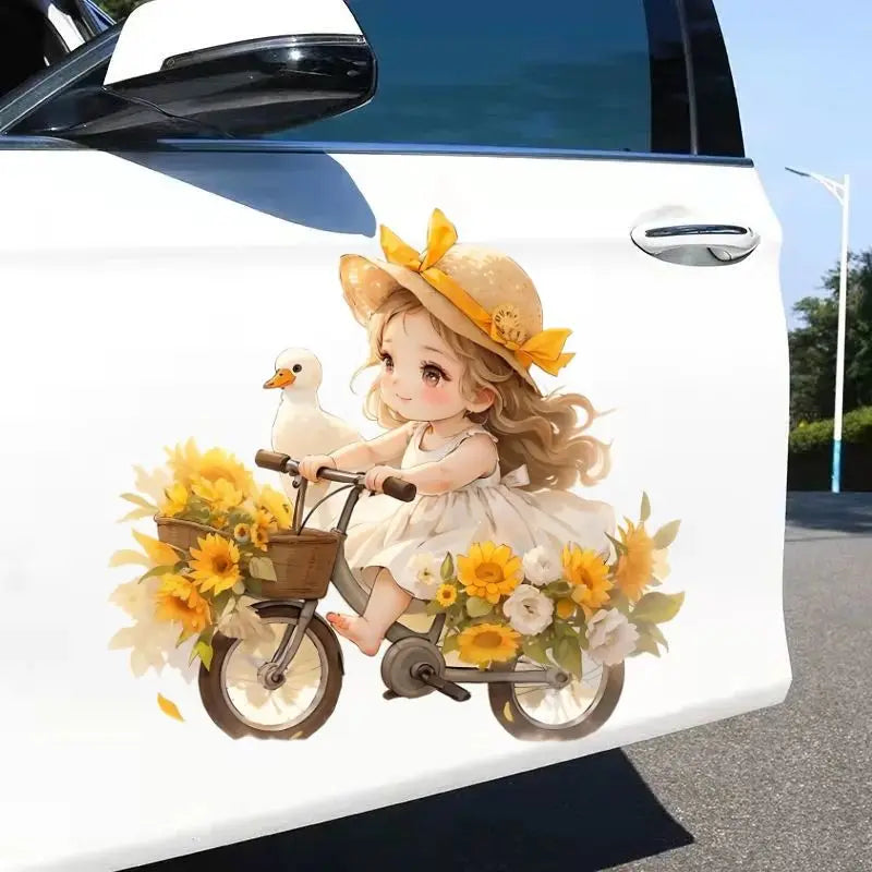 Today Also Try To Be Happy Duck Positive Girl Stickers Paper Wall Doors and Windows Decoration Refrigerator Car Cute Decals Oasis Select