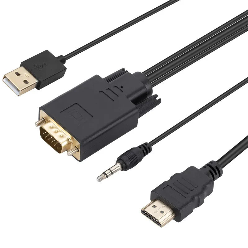  VGA To HDMI cable VGA To HDMI-Compatible Adapter HD 1080P cable with Audio USB Power Supply Adapter for PC Laptop Projector Oasis Select