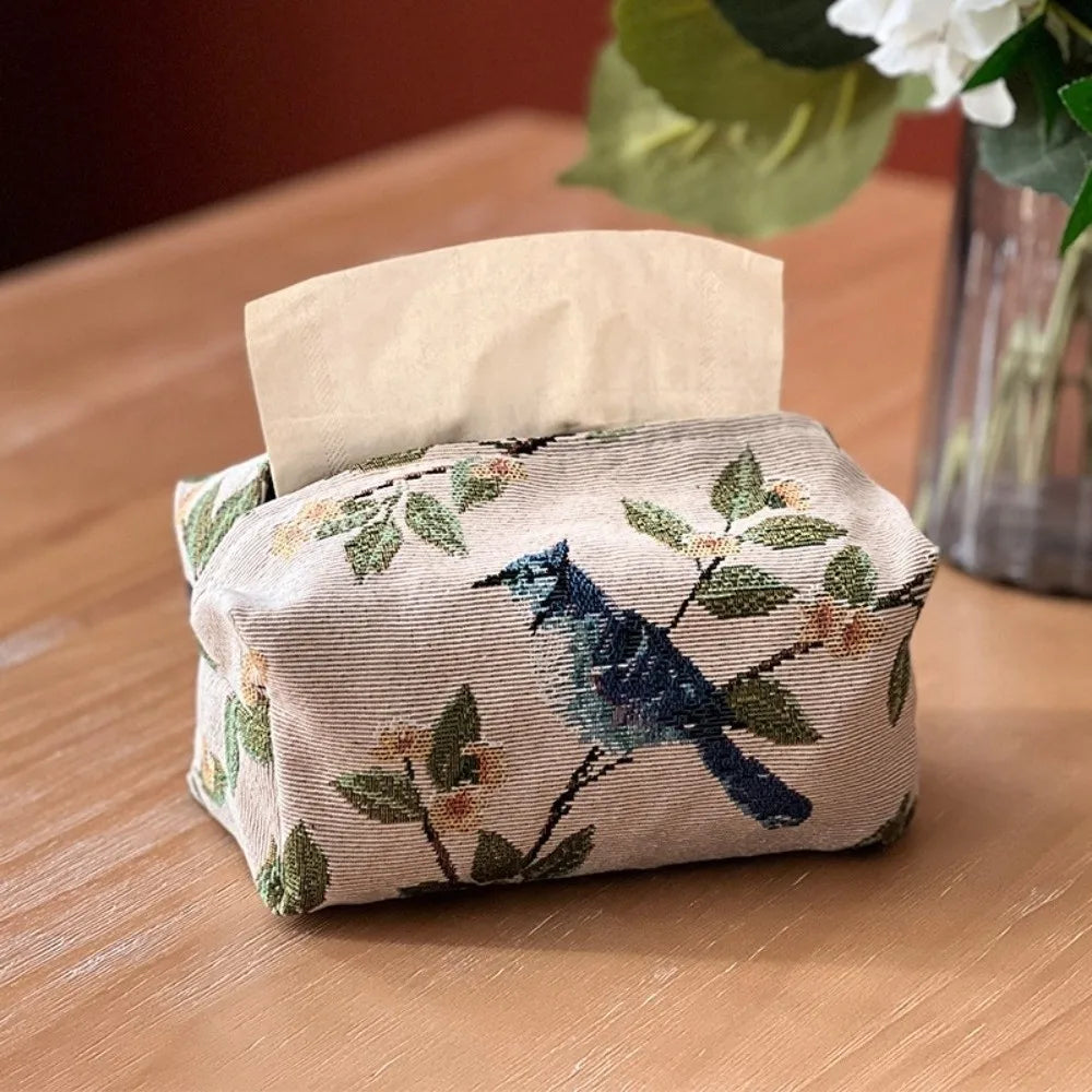 New Flower Pattern Tissue Bag Jacquard Polyester Tissue Storage Box Household Foldable Napkin Holder Oasis Select 02