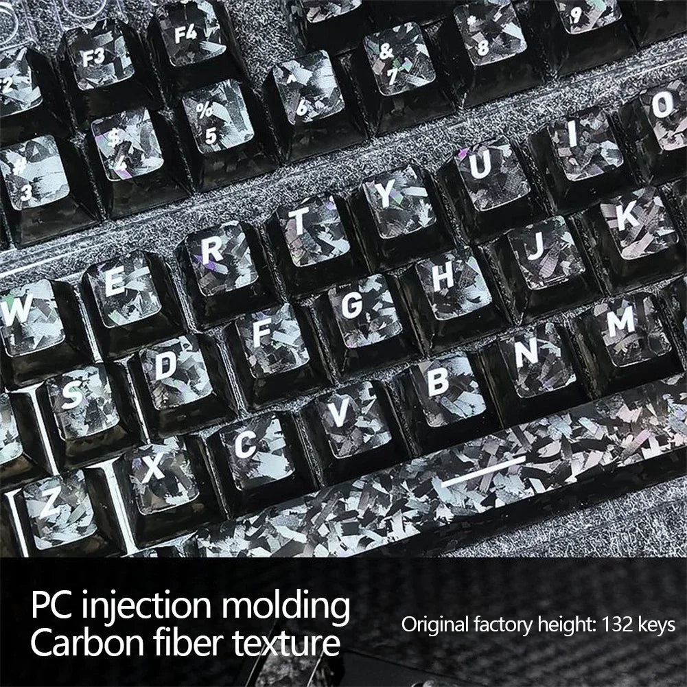 Carbon Fiber 132-Key Transparent Keycaps | RGB Mechanical Keyboard