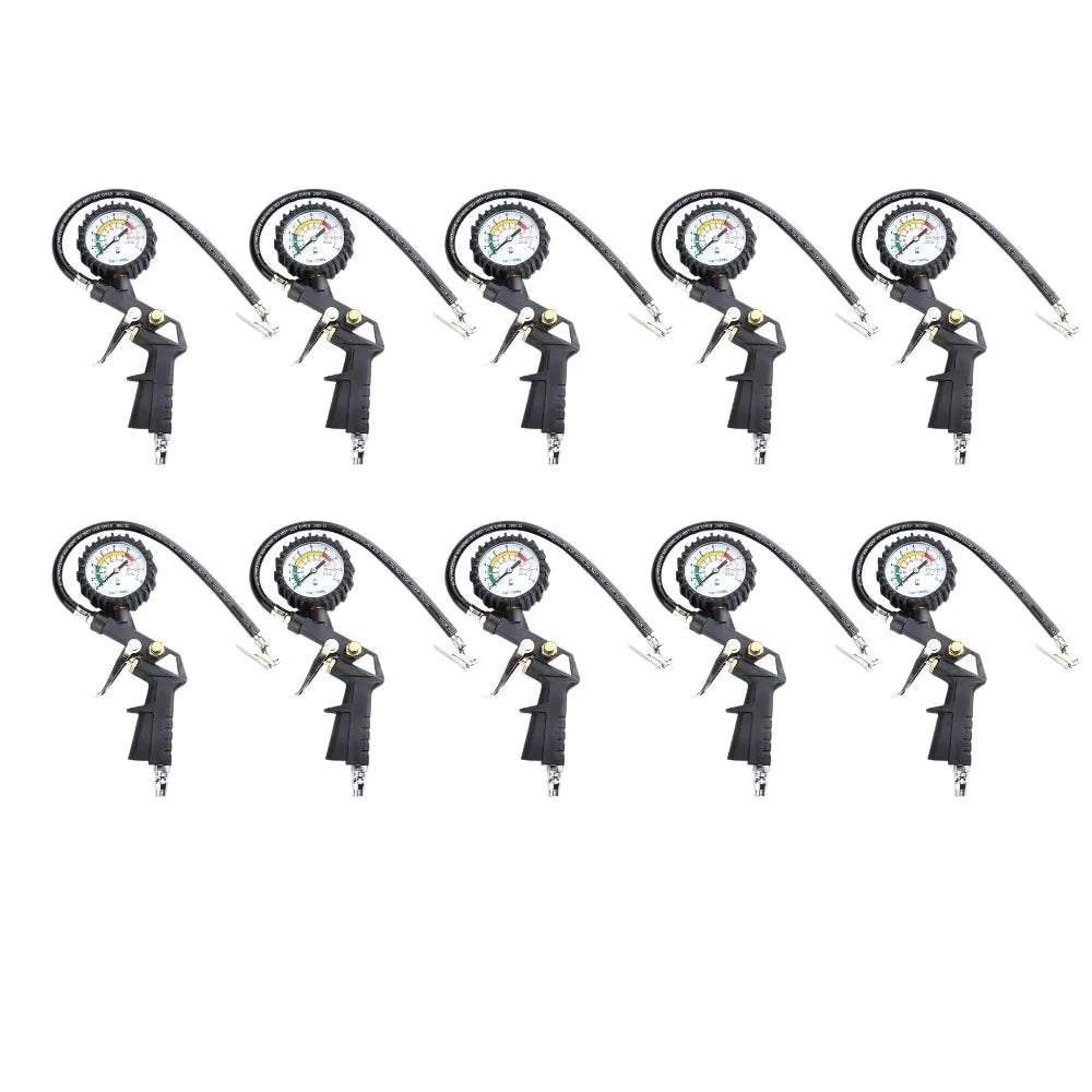 220Psi Auto Tire Pressure Gauge Pressure Gun Type For Air Compressor Car SUV Motorcycle Inflator Pump Tire Repair Tool Oasis Select Black-10pcs