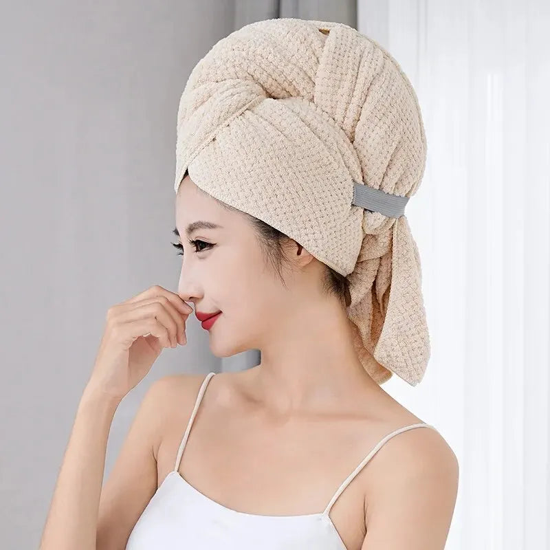Extra Large Microfiber Hair Towel Wrap with Elastic Band Microfiber Hair Towel Oasis Select Khaki 60x100cm 1pc
