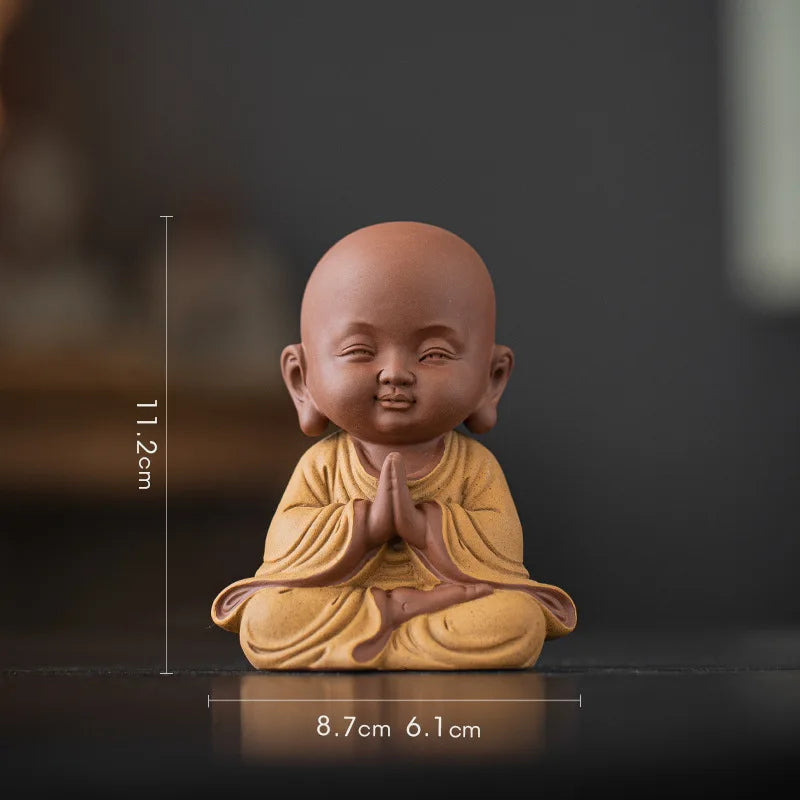 Purple Clay Little Monks Figurines Zen Tea Room Counter Desktop Tea Play Decorations Чаепитие Oasis Select 4