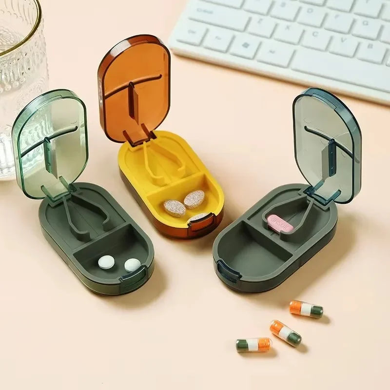 Portable Multiple Pill Cutter with Storage Box Pill Crusher Adjustable Pill Splitter Stainless Steel Cutting Blade Oasis Select