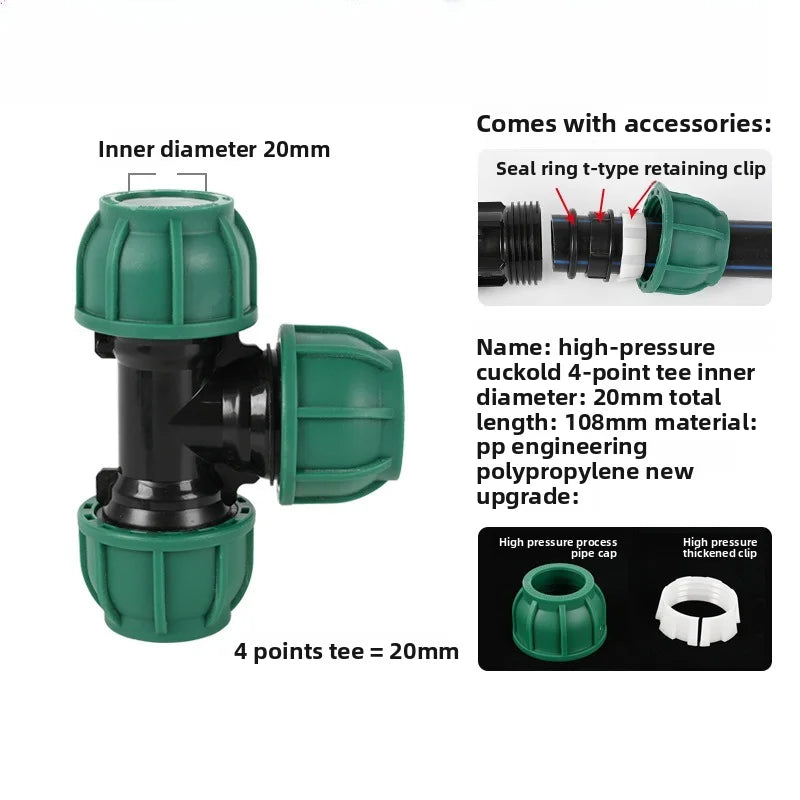 5pcs 20/25/32mm PE Tube Tap Water Splitter Plastic Quick Valve Connector Garden Agriculture Irrigation Water Pipe Fittings Oasis Select 20mm B 5pcs