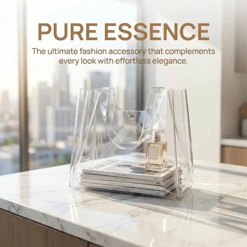 PVC Clear Fashion Shoulder Bag Women's Transparent Tote Bag PVC 투명 패션 숄더백 Сумка женская Daily Commute Bag Clear Shoulder Bag Oasis Select