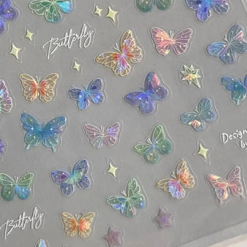 3D Iridescent Butterfly Nail Stickers – Self-Adhesive Decals Nail Art Stickers Oasis Select