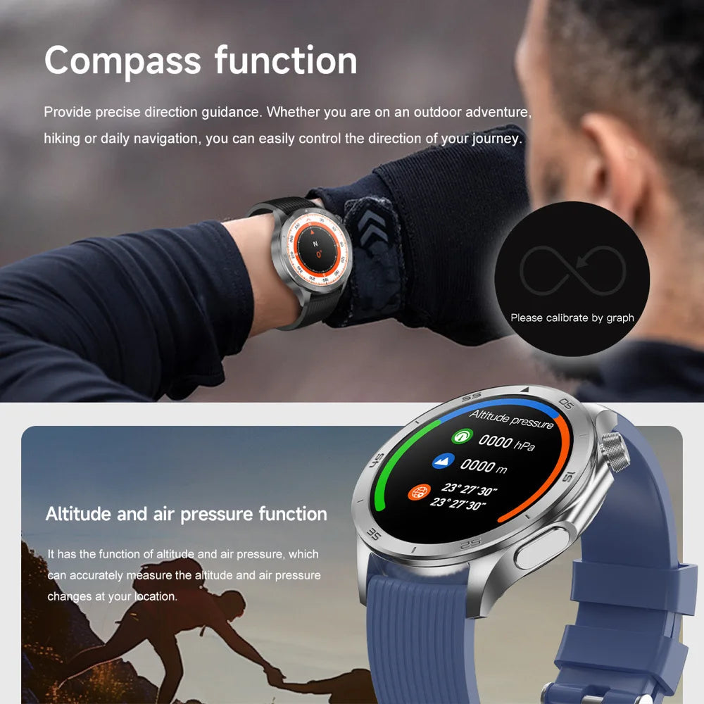 GPS Track Smart Watches Compass Waterproof Smartwatch Men Women Outdoor Blue Tooth Call Sleep Heart Rate Monitor Voice Assistant Oasis Select