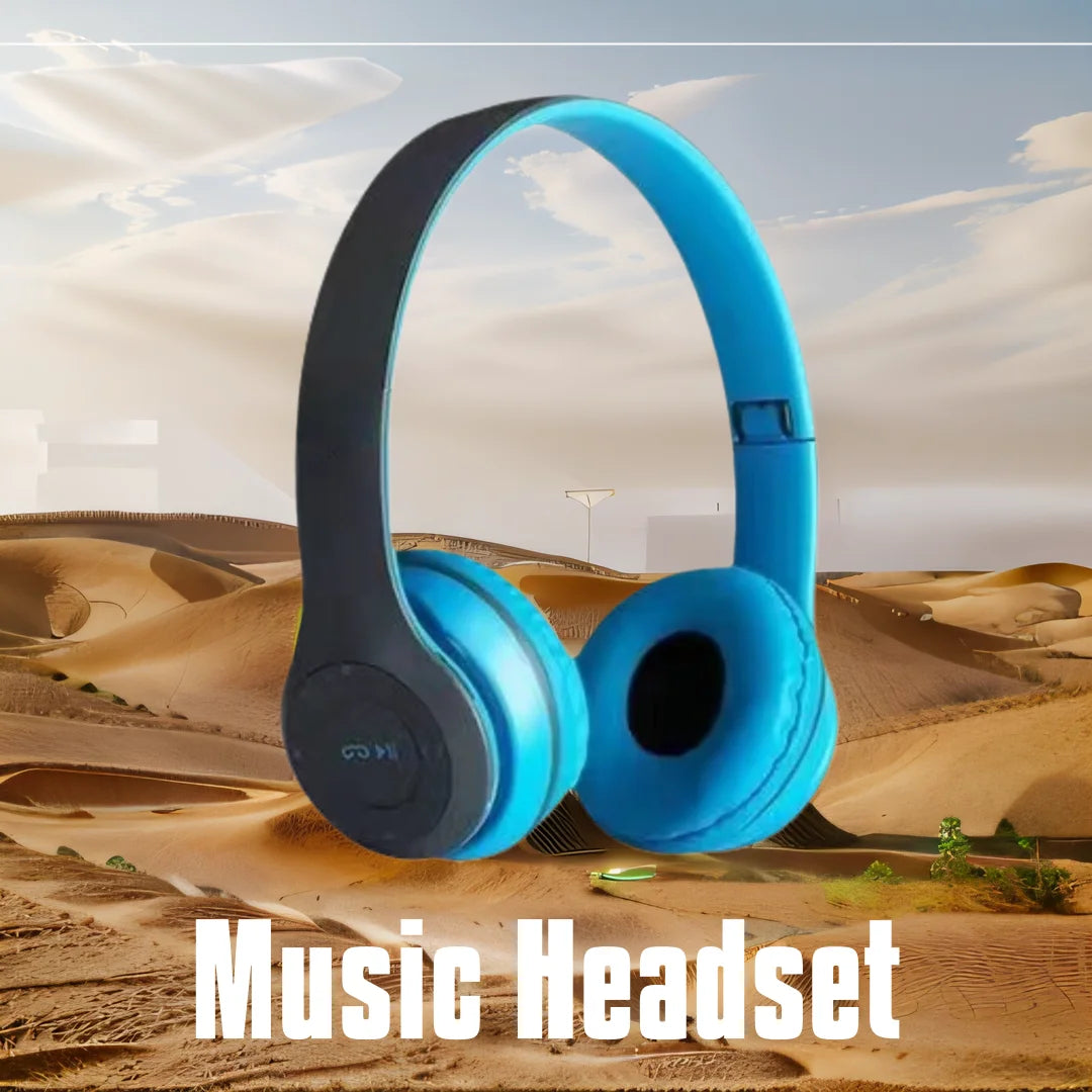Stereo Headset Bluetooth Folding Series Wireless Sports Game Headset Wireless Headphones Foldable HIFI Headset Earphone with Mic Oasis Select Blue