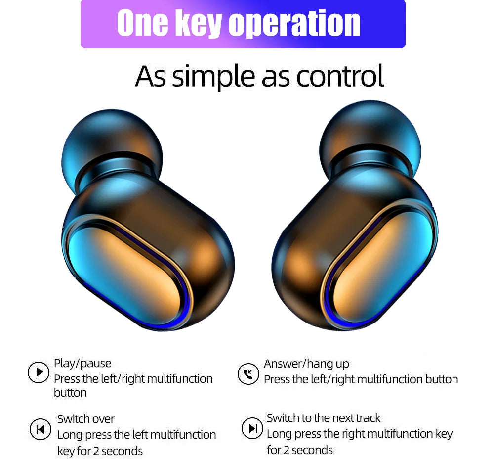 E7S TWS Wireless Headphones Bluetooth Earphone Control Sport Headset Waterproof Microphone Music Earphone Work On All Smartphone Oasis Select