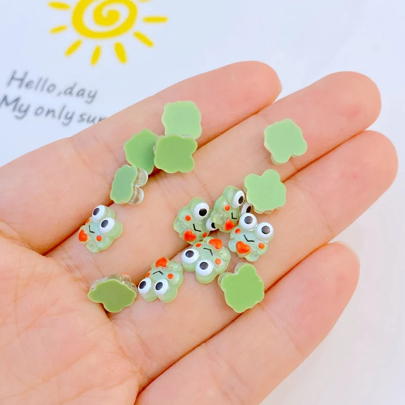 50Pcs New Cute Resin 7*8mm Mini Little Frog Series Flat Back Manicure Parts Embellishments For Hair Bows Accessories Oasis Select