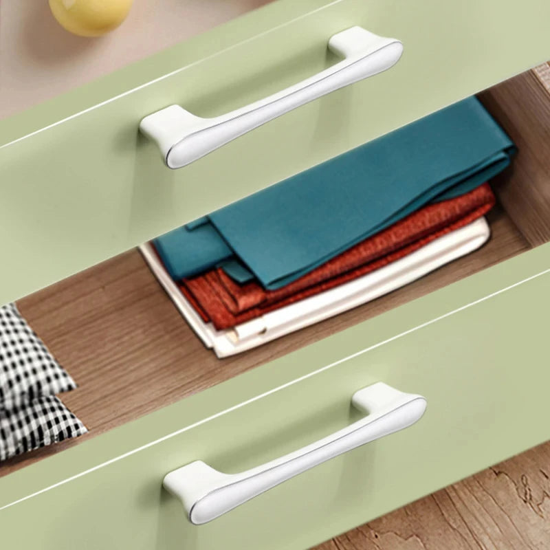 Aluminum Alloy Wardrobe Drawer Door Handles Kitchen Drawer Dresser Furniture Knobs Hardware Modern Simple White Cabinet Handle Oasis Select