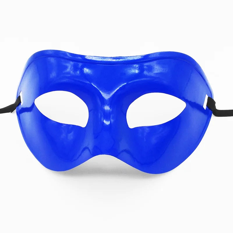 Men's Half Face Spray Painting Gentleman Jazz Performance Ball Plastic Flat Head Mask Halloween Party Prom Wedding Decoration Oasis Select blue
