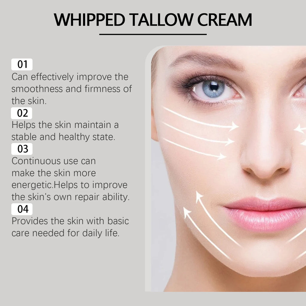 Whipped Tallow Cream Deep Nourish Fade Fine Lines Anti Aging Brighten Improve Dryness Natural Tallow Facial Moisturizing Cream Oasis Select