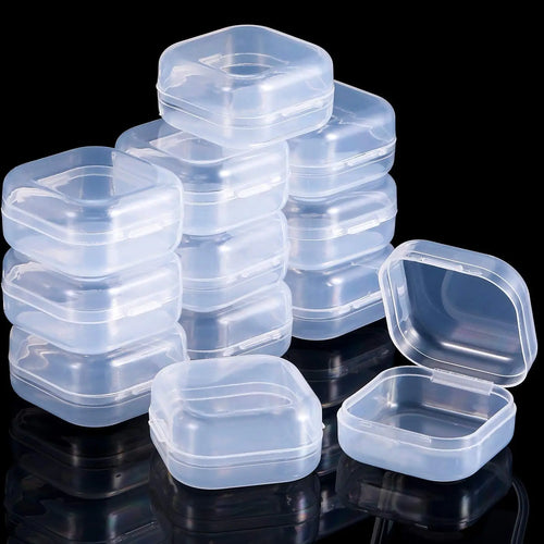 10-Pack Mini Transparent Plastic Storage Boxes | Small Organizer Mini Storage Box Set Oasis Select
