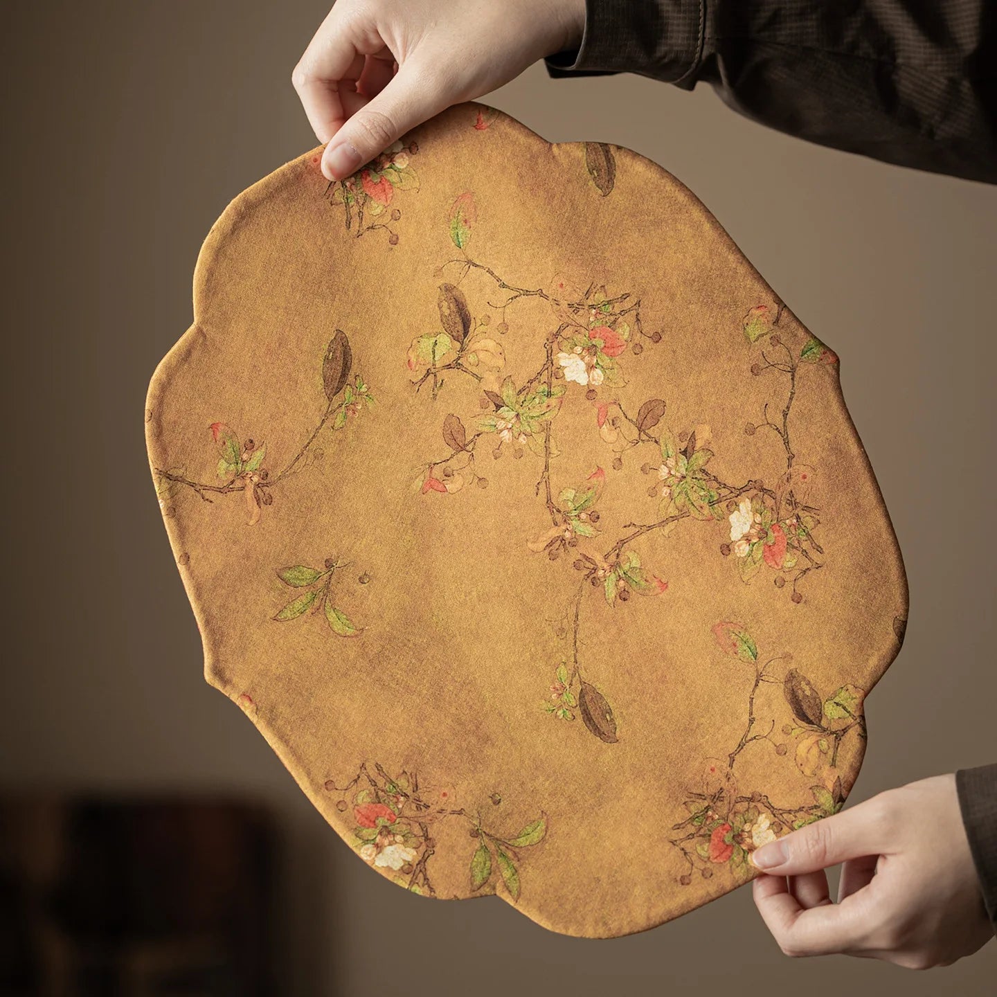 Chinese Style Begonia Edge Tea Mat Zen Dry Bubble Mat Heat Insulation Tea Pad Tablecloth Tea Towel Tea Flag Tea Set Oasis Select