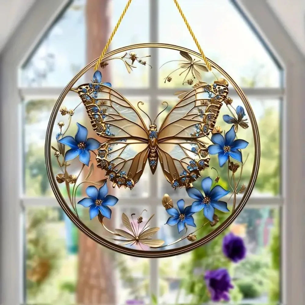 2025 Circular Acrylic Painting Creative Butterfly Theme Home Wall Decoration Hanging Painting Living Room Bedroom Mural Painting Oasis Select 5