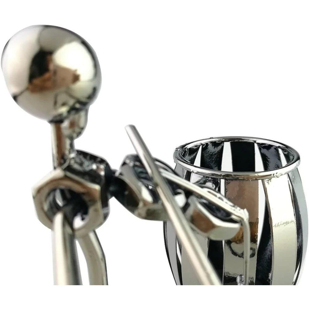 Iron Music Man Steel Pen Holder – Musical Art Metal Pencil Cup for Desktop, Office & Studio Decor, Unique Secretary Gift Oasis Select