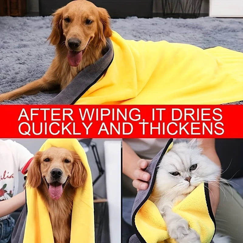 Quick-drying Dog and Cat Towels Soft Fiber Towels Absorbent Bath Towel Pet Bathrobe Convenient Cleaning Towel Dog Accessories Oasis Select
