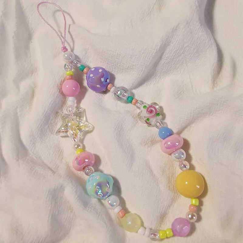Graffiti Bead Star Bracelet Phone Wrist Lanyard & Key Strap