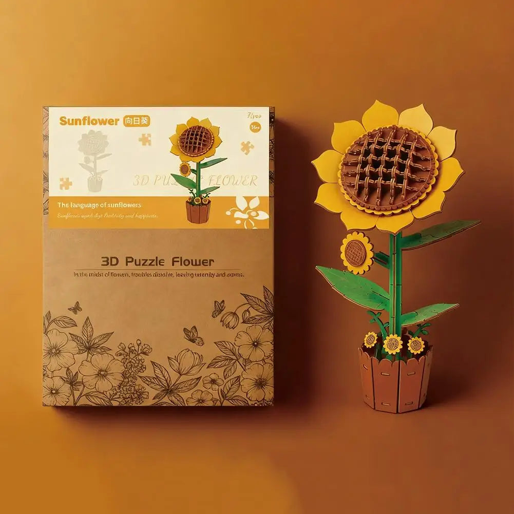 3D Wooden Puzzles Flowers Diy Artifical Botanical Bouquet Puzzle Kit Home Decoration For Adults Mother's Day Birthday Gift Oasis Select