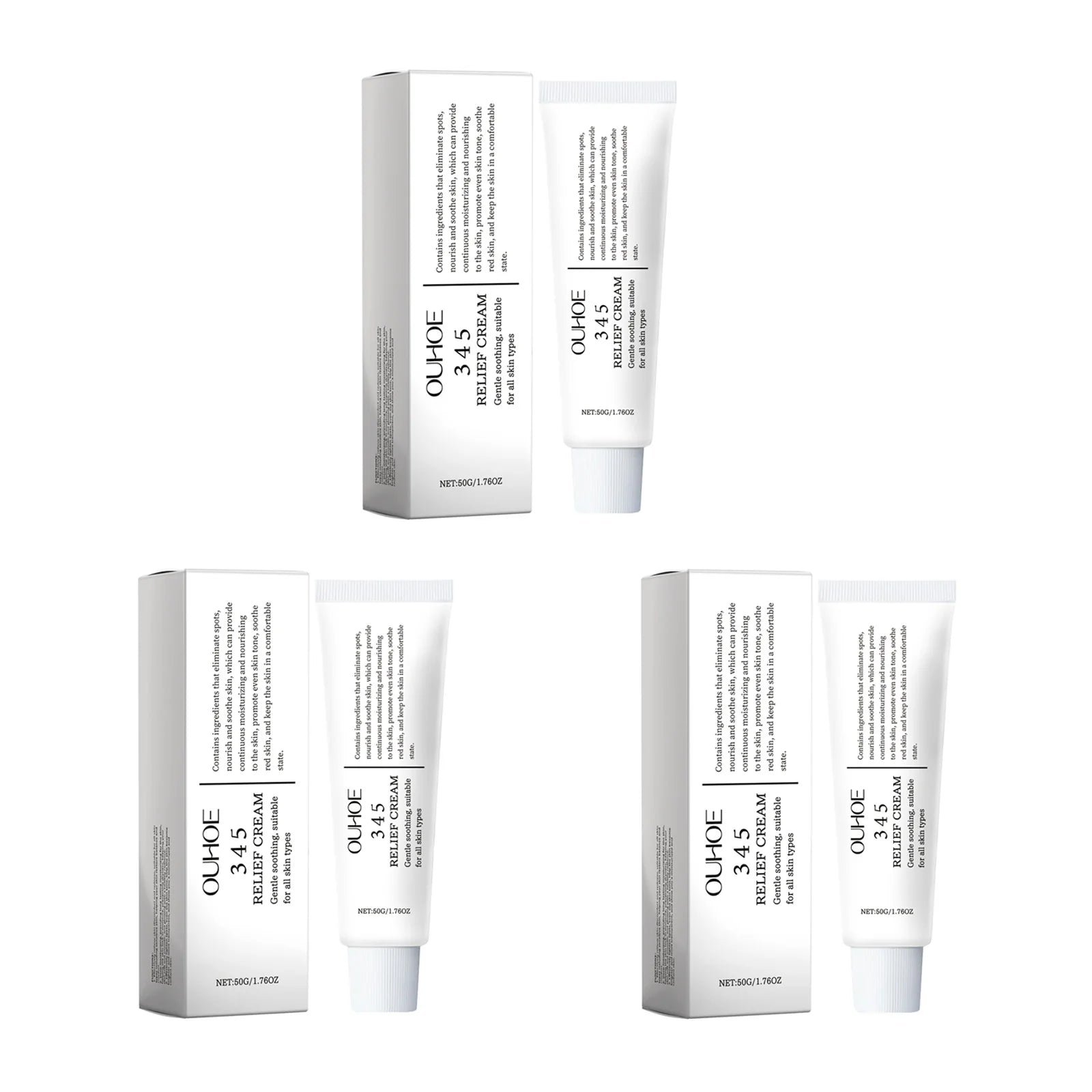345 Relief Cream – Hydrating, Brightening & Soothing Face Cream Face Moisturizer Cream Oasis Select 3 x 50g Boxed