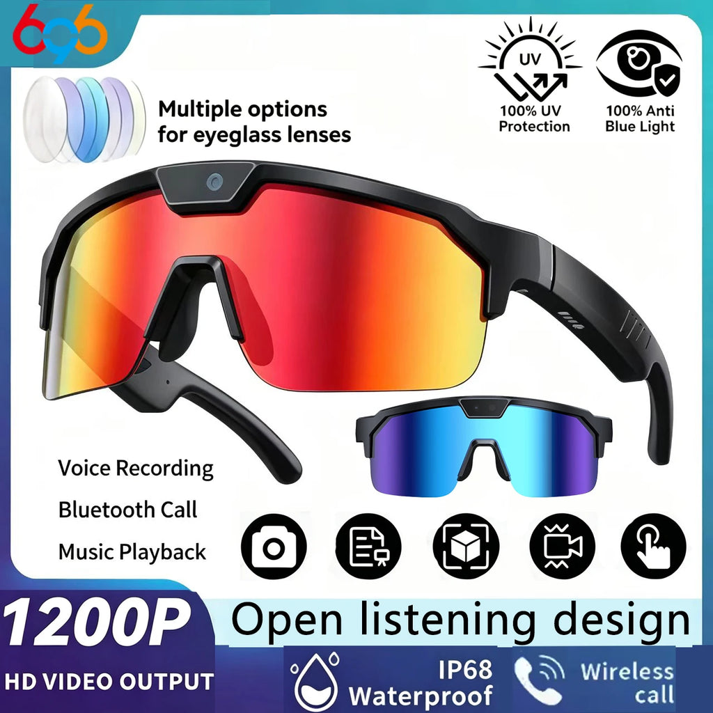 AI Smart Cycling Glasses 800W Camera Video Record Real-time Translation UV Protection Sports Eyewear For Bike Fishing Men Women Oasis Select
