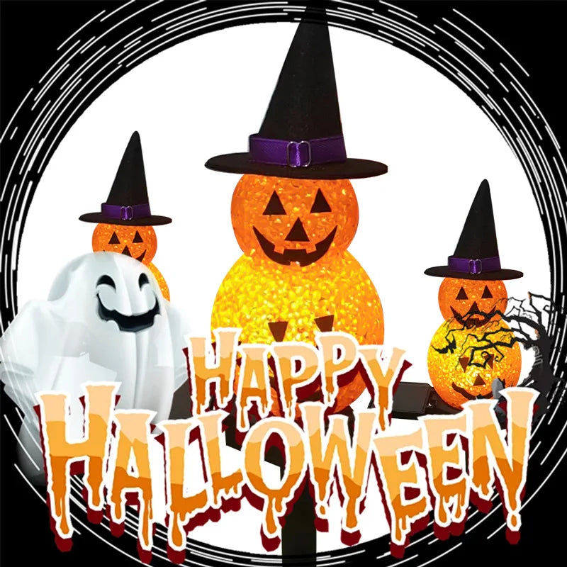 Solar-powered Halloween Pumpkin Land Plug-in Resin Lamp, Festive Atmosphere Lawn Lamp, Ghost Festival Party Decorative Lamp Oasis Select