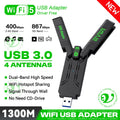 1300Mbps WiFi USB Adapter Dual Band 2.4G&5Ghz Wi-Fi Dongle 4-Antennas USB3.0 High-Speed 802.11AC Wireless Receiver For PC/Laptop Oasis Select 1300Mbps USB3.0