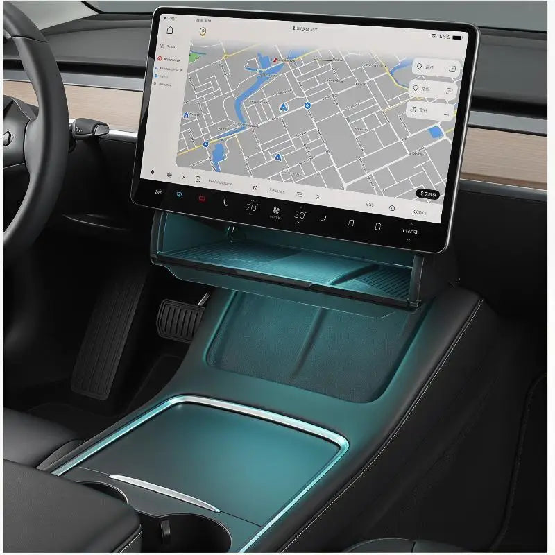For Model Y/3 Highland Model Y Juniper Hidden Storage Box Organizer Tray Under Central Control Screen Box Car Accessories Oasis Select