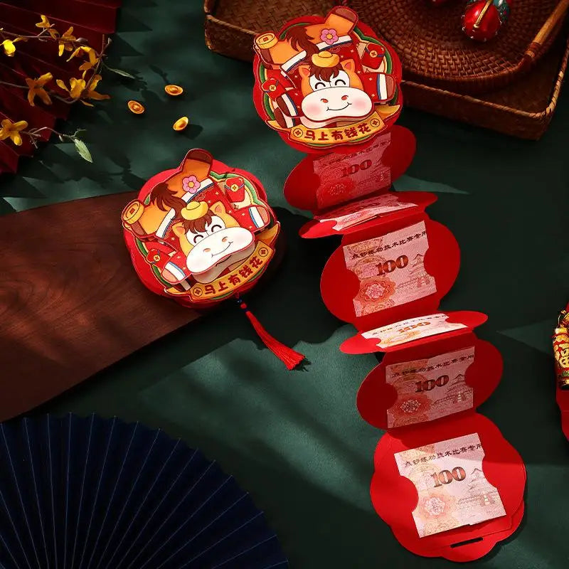 1Pcs Chinese Traditional Lucky Red Money Pouch 2026 Horse Year Cartoon Hongbag New Year Red Envelope New Year Gifts Oasis Select A1