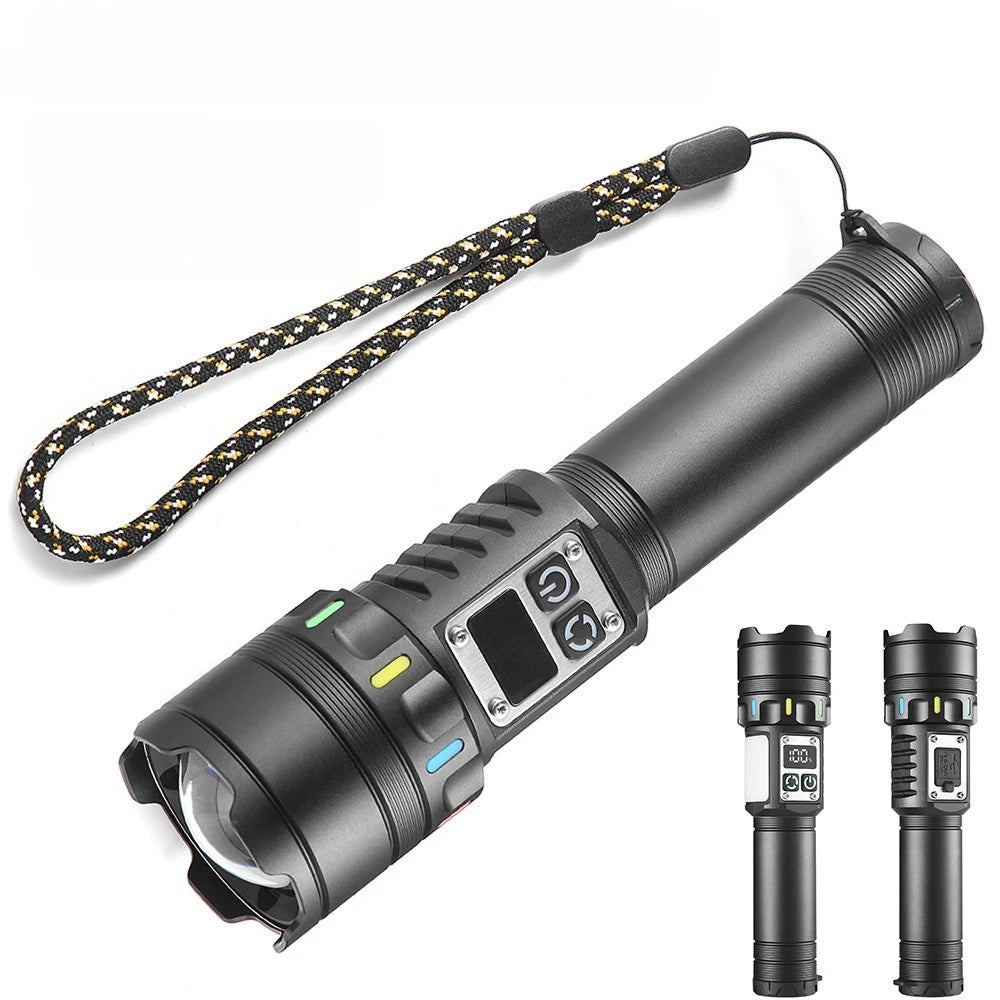 Most Powerful Long Range Flashlight Telescopic Zoom Torch Emergency Light Portable USB Rechargeable Flashlights Oasis Select