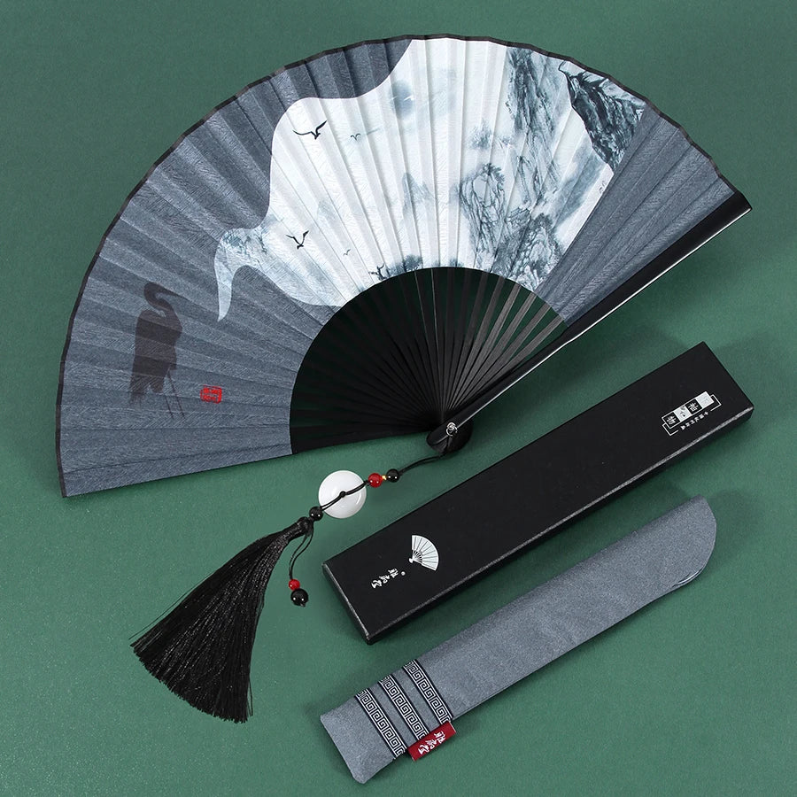 Ancient Folding Fan Black Dragon Fan Chinese Style Summer Hanfu Folding Fan Oasis Select 20 8 inches