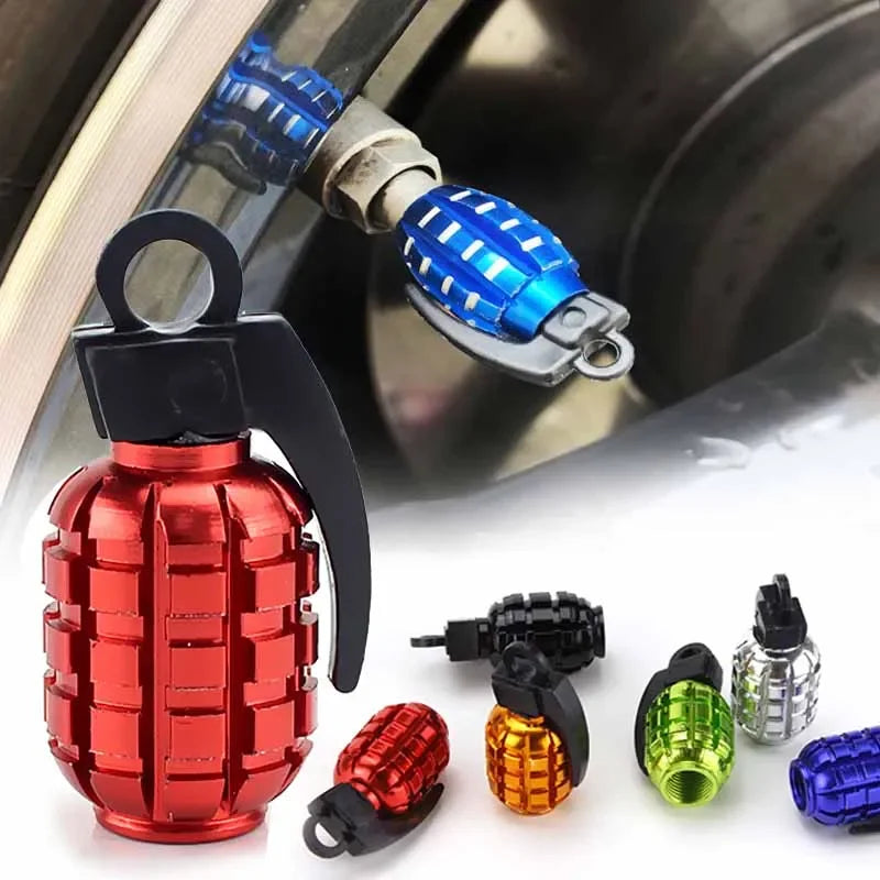 4pcs Car Tire Valve Cap Aluminum Grenade Tyre Valve Stems Cover Air Dust Caps Tire Valve Truck Bike Wheel Rim Valve Stem Caps Oasis Select
