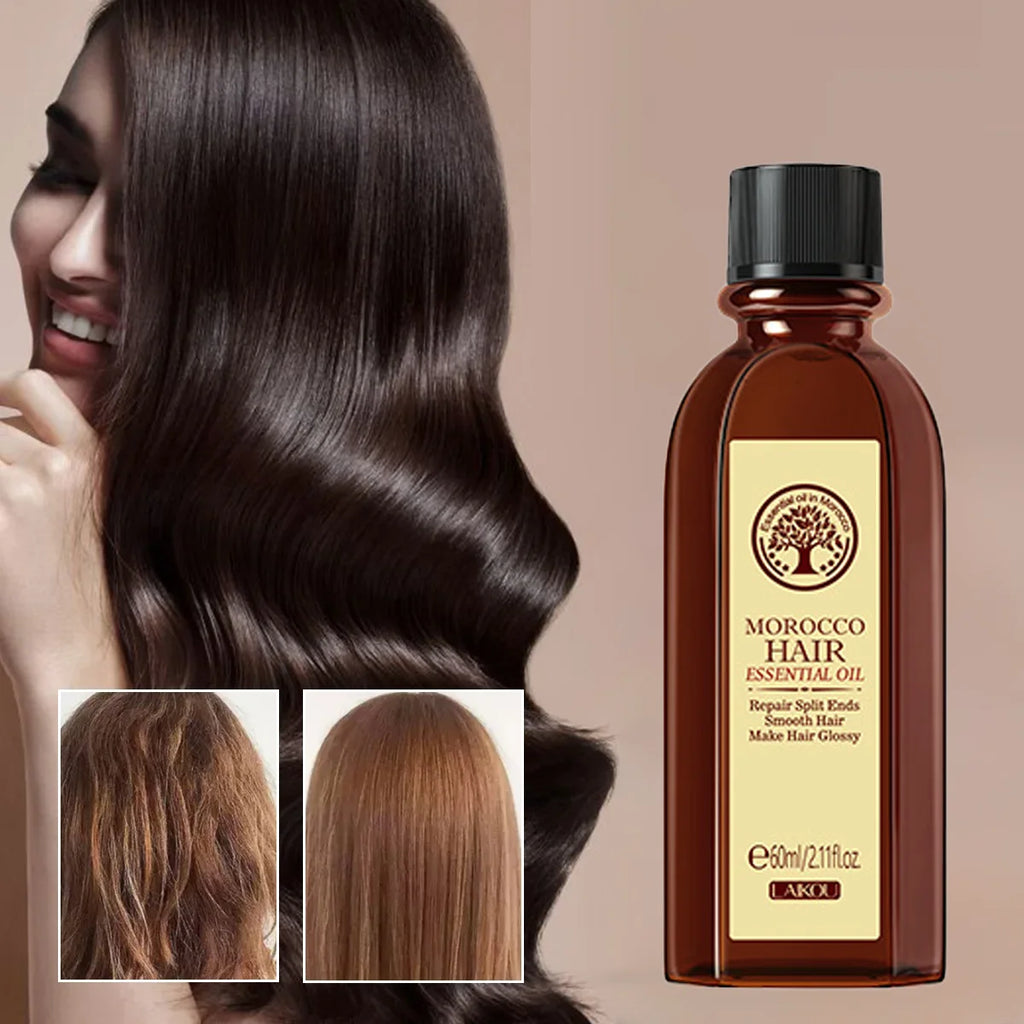 Laikou Argan Hair Oil Essential Oil Natural Anti-hair Loss Prevent Hair Dry Soft Nourishing Frizz Damaged Repair Care 60ml Oasis Select